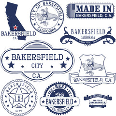 generic stamps and signs of Bakersfield city, CA