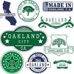 generic stamps and signs of Oakland city, CA