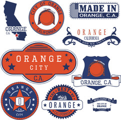 Orange city, CA. Stamps and signs