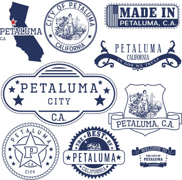 Petaluma City, CA. Stamps And Signs