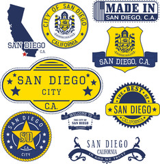generic stamps and signs of San Diego city, CA