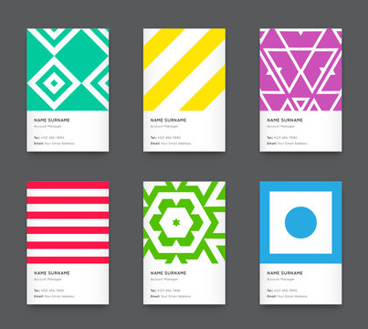 Vector Bright Trendy Vertical Business Card Set