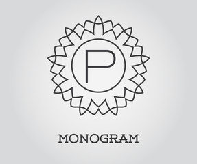 Monogram Design Template with Letter Vector Illustration Premium