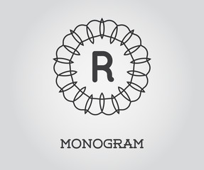 Monogram Design Template with Letter Vector Illustration Premium