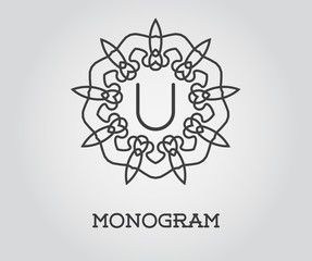 Monogram Design Template with Letter Vector Illustration Premium