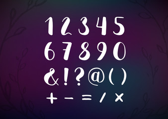 Vector Hand Drawn Script Numbers from 0 to 9. Digits Written wit