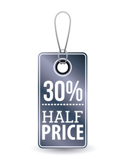 hanging silver tag icon. Price offer discount and market design. Isolated design. Vector illustration