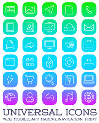 30 Universal Icons Set For All Purposes Web, Mobile, App Making,