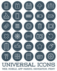 30 Universal Icons Set For All Purposes Web, Mobile, App Making,