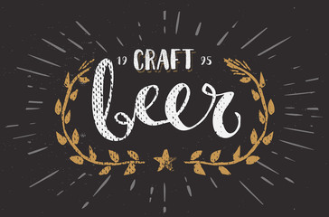 Craft Beer Template Hand Drawn Calligraphy Pen Brush Vector
