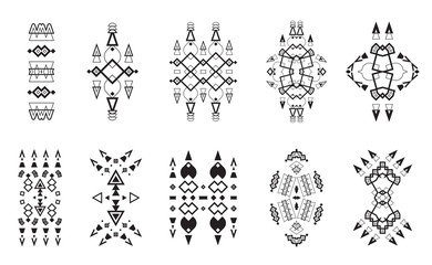 Tribal Elements Set Ethnic Collection, Aztec Art Design