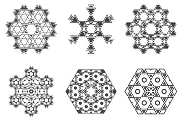 Israel Jew Ethnic Fractal Mandala Vector looks like Snowflake or