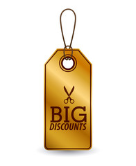 hanging gold tag icon. Price offer discount and market design. Isolated design. Vector illustration