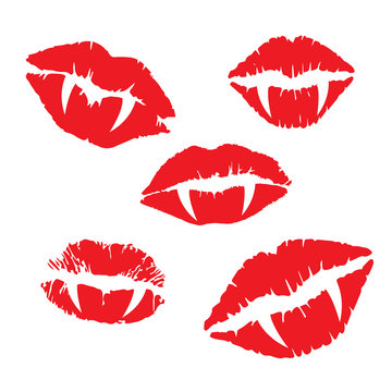 Vampire Lips And Fangs Icon Set