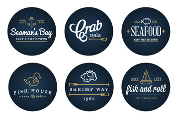 Obraz premium Set of Vector Sea Food Elements and Sea Signs Illustration can b