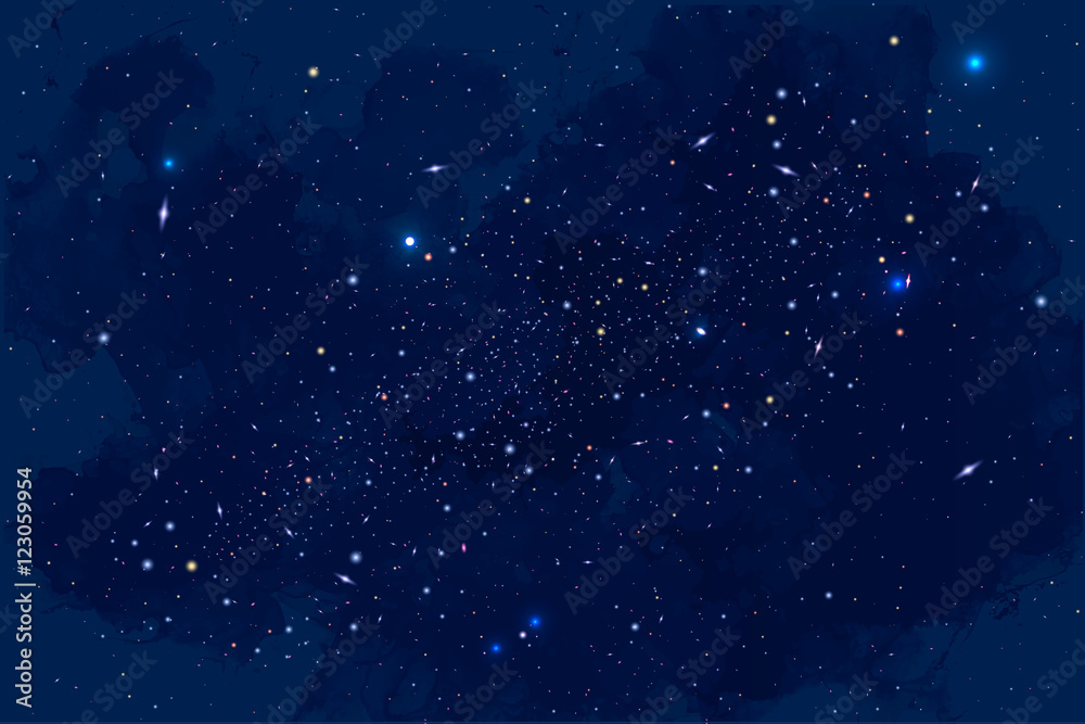 Wall mural vector cosmology illustration with universe, galaxy, sun, planet