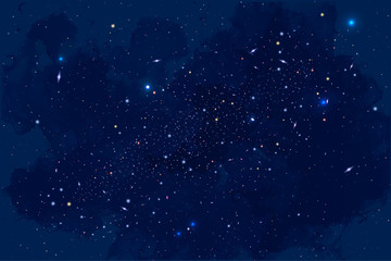 Naklejka na ściany i meble Vector Cosmology Illustration with Universe, Galaxy, Sun, Planet