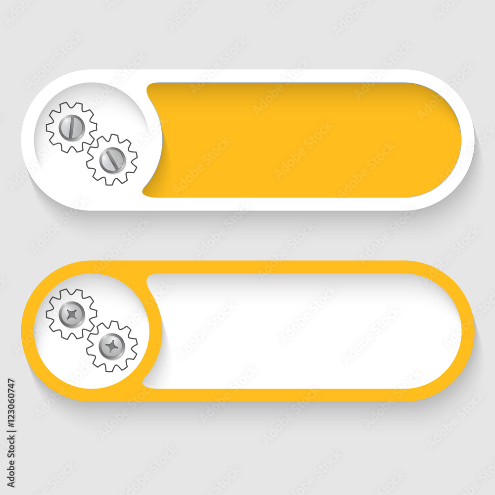 Poster set of two vector abstract buttons with cogwheels
