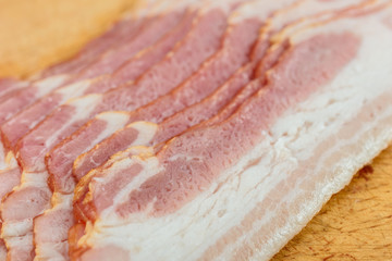 closeup raw bacon