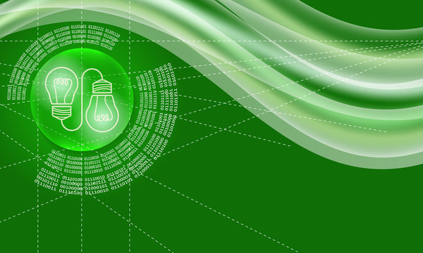 Vector abstract background with a circular binary code and bulb