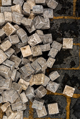 Blocks on the sidewalk
