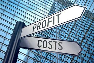 Fototapeta premium Signpost illustration, two arrows - profit and costs