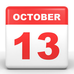 Fototapeta premium October 13. Calendar on white background.