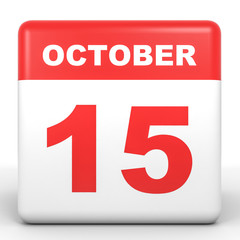 Fototapeta premium October 15. Calendar on white background.
