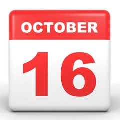 October 16. Calendar on white background.