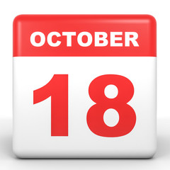 Fototapeta premium October 18. Calendar on white background.