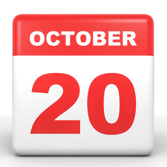 October 20. Calendar on white background.