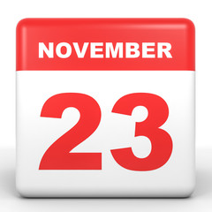 November 23. Calendar on white background.