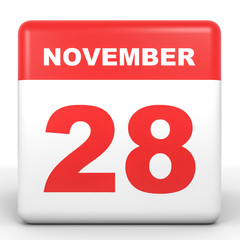 November 28. Calendar on white background.