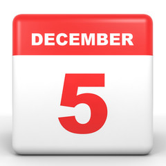 December 5. Calendar on white background.