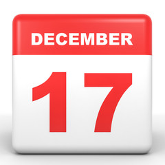 December 17. Calendar on white background.