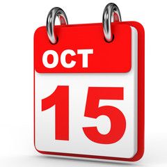 October 15. Calendar on white background.