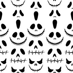 Halloween background.Seamless vector pattern with halloween masks.Holiday print