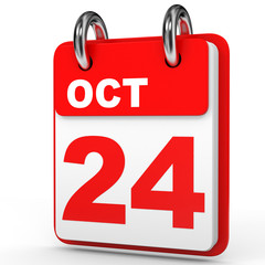 October 24. Calendar on white background.