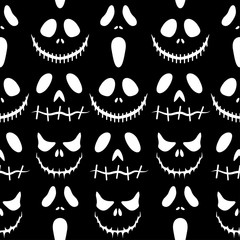 Halloween background.Seamless vector pattern with halloween masks.Holiday print