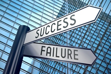 Fototapeta premium Signpost illustration, two arrows - success or failure