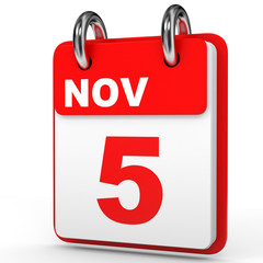 Fototapeta premium November 5. Calendar on white background.