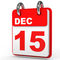 December 15. Calendar on white background.