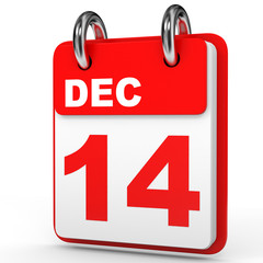 December 14. Calendar on white background.