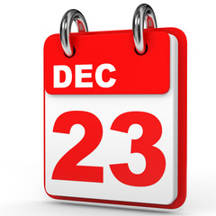 December 23. Calendar on white background.