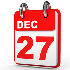 December 27. Calendar on white background.