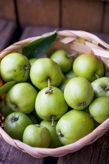 Basket of green apples