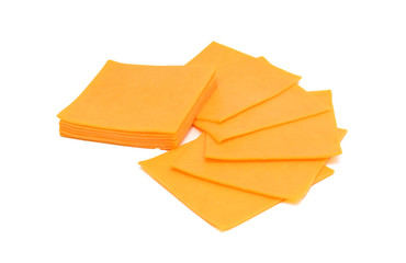 cheese slices isolated on the white background