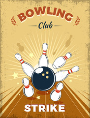 Bowling Club Retro Style Design - 123067376