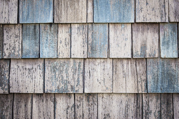 horizontal background image beige and blue of wood chip siding ideal for copy space.