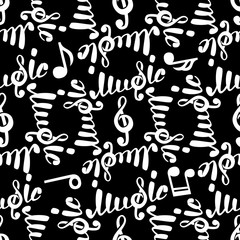 Abstract vector music seamless pattern